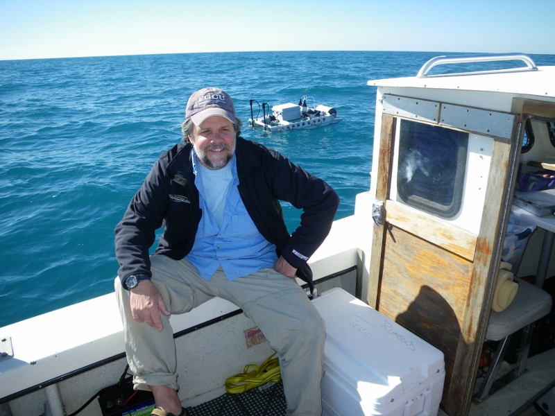 Darren Rumbold sailing on a research boat
